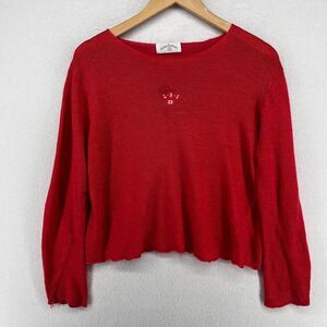 UNITED KNITWEAR Sweater Womens M Linen LBI 03 LONG BEACH ISLAND Pullover Red